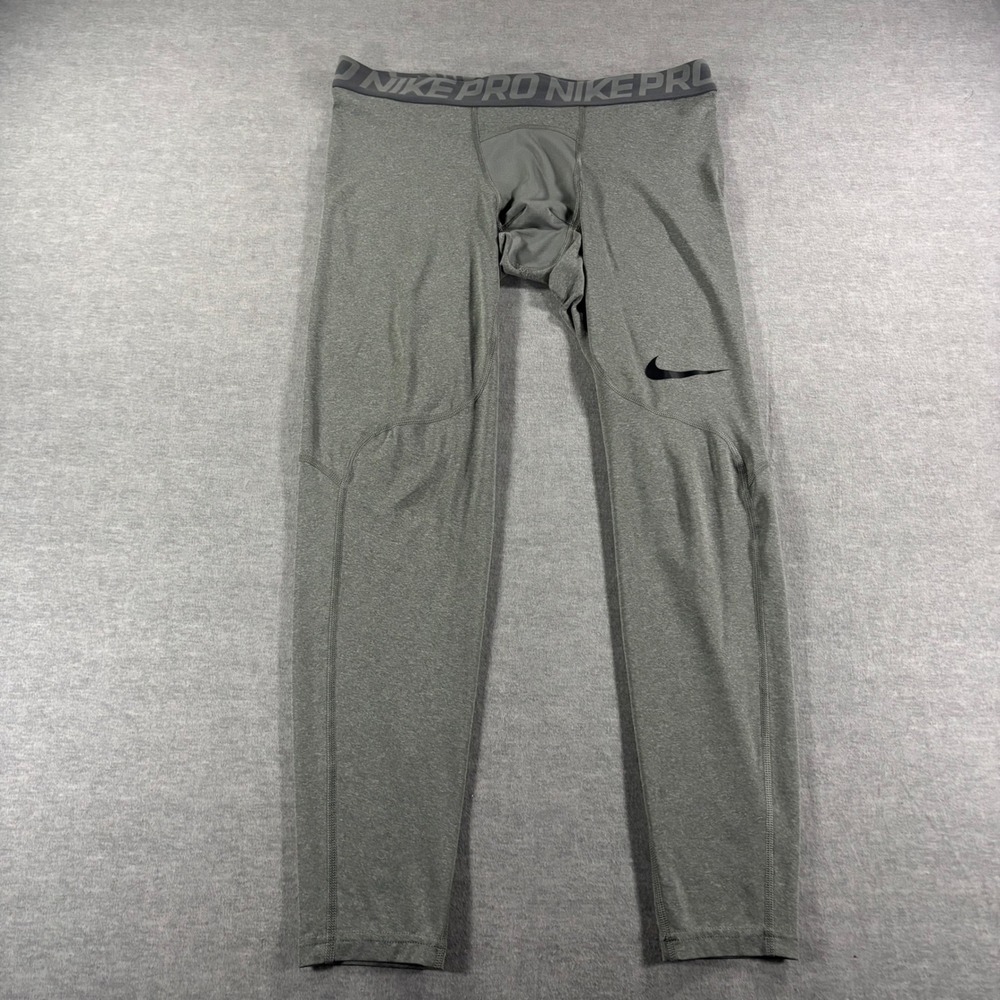 Nike Pro Dri-FIT Mens Compression Leggings Gray Large Training 838067-091